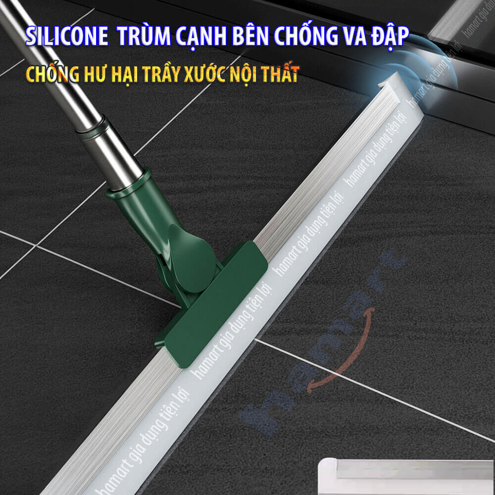 Chổi Gạt Nước Sàn Nhà Silicone Lau Kính Cán Dài Đa Năng Hamart Xoay 180º Quét Tóc Gầm Giường Khe Ghế