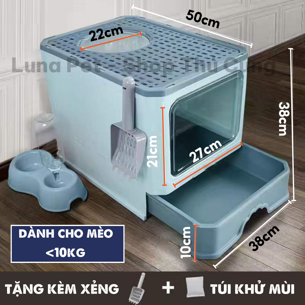 Nhà vệ sinh cho mèo có cửa cỡ lớn Luna Pet NV04 - Nhà vệ sinh mèo có nắp đậy chồng văng