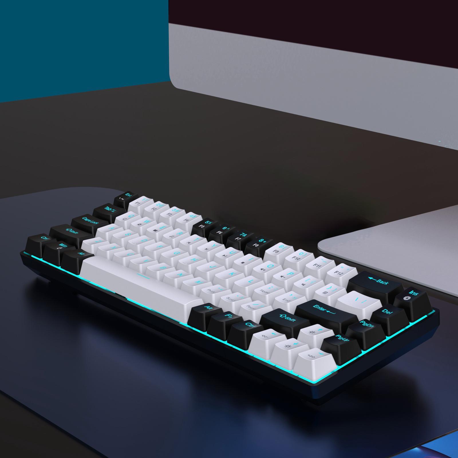 Mechanical Keyboard Wired with Blue Backlight Gaming Keyboard for Desktop PC