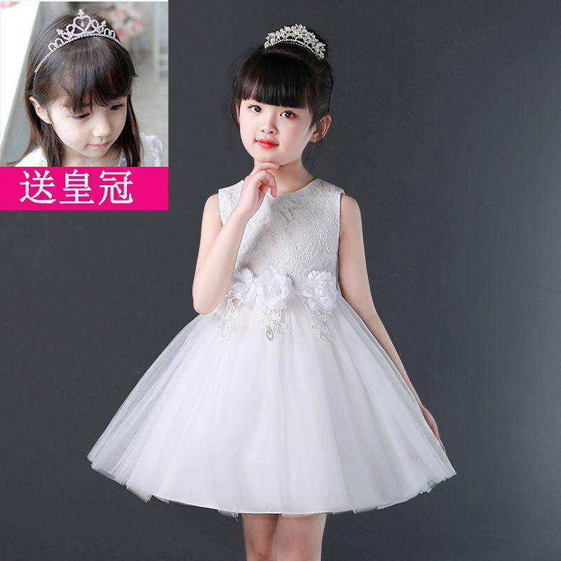 Váy công chúa thêu ren cài hoa tặng kèm vương miện