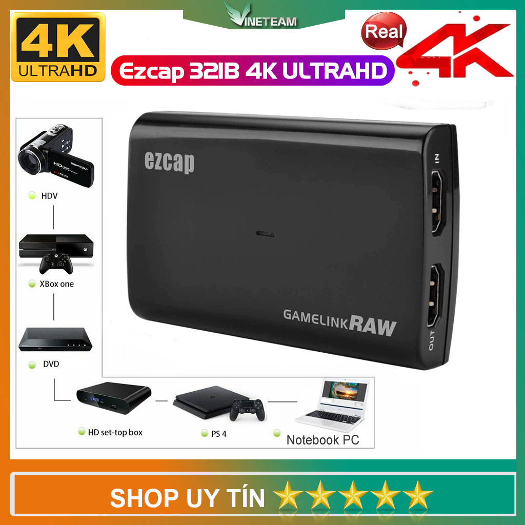 Ezcap 321B GameLink RAW 4K hộp Video Game Capture hdmi to usb 3 0 livestream obs hỗ trợ 1080p Tương Thích Với Các Hệ Thống Windows/Mac/Linux - hàng nhập khẩu