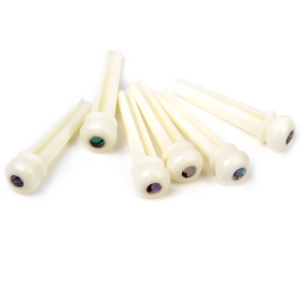 6 Pieces Acoustic Guitar Bone Bridge Pins with Saddle Nut for Guitar Parts