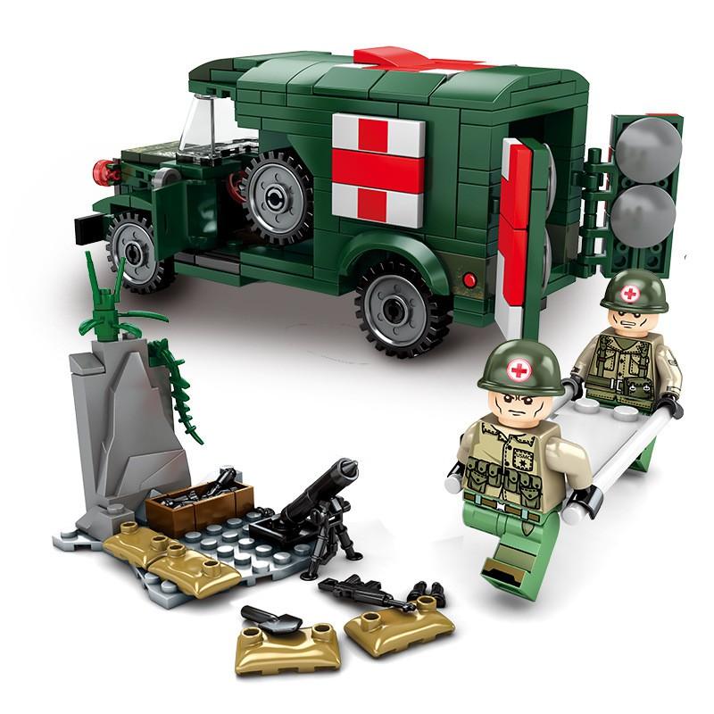 Lego Sembo Block Army Ambulance 101271 - Lego Xe cứu thương quân đội - STEEL EMPIRE US ARMY T214WC54 MILITARY AMBULANCE