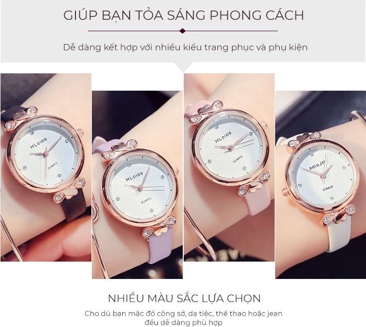 Chiếc đồng hồ thời trang nữ chính hãng Hloios, phiên bản nhỏ cực xinh, tặng vòng tay Titan - Hàng nhập khẩu