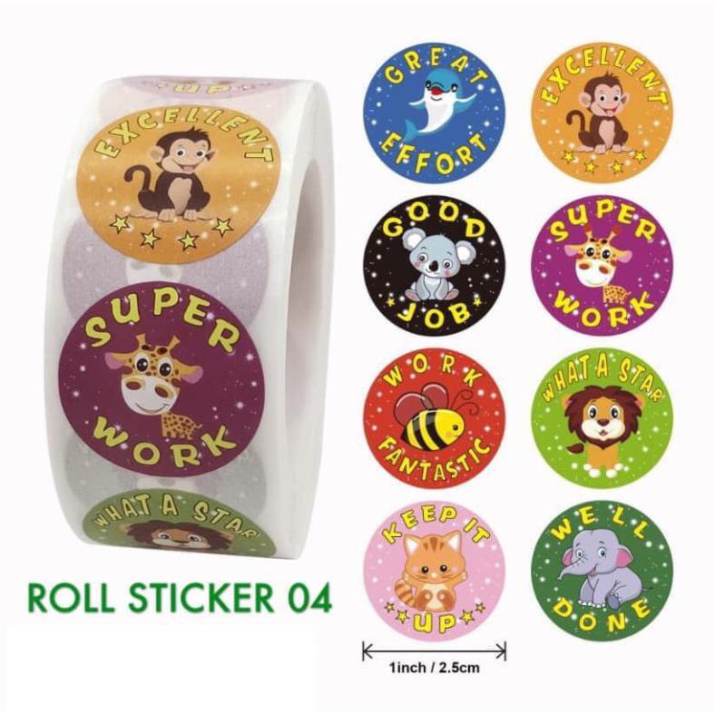 Sticker cuộn lời khen - 500 stickers - Nhãn dán khích lệ khen thưởng học tập