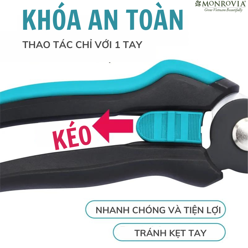 Kéo cắt cành MONROVIA, tỉa cây cảnh, lưỡi thép carbon cao cấp, siêu bén, độ bền vượt trội, chống gỉ sét, chống mài mòn