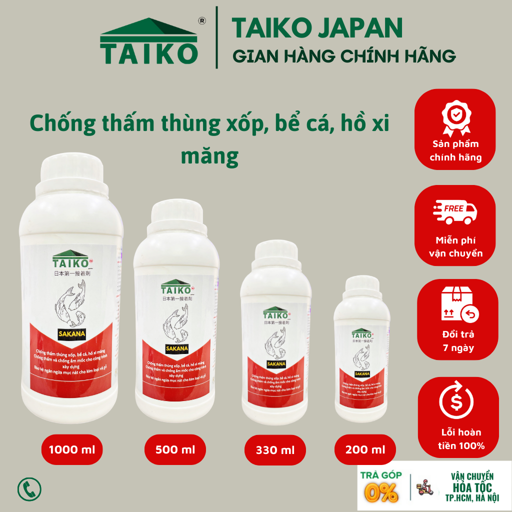 Sơn Chống Thấm Thùng Xốp - Hồ Cá - Hồ Xi Măng, Chống Rêu / TAIKO SAKANA Dung Tích 100ml.