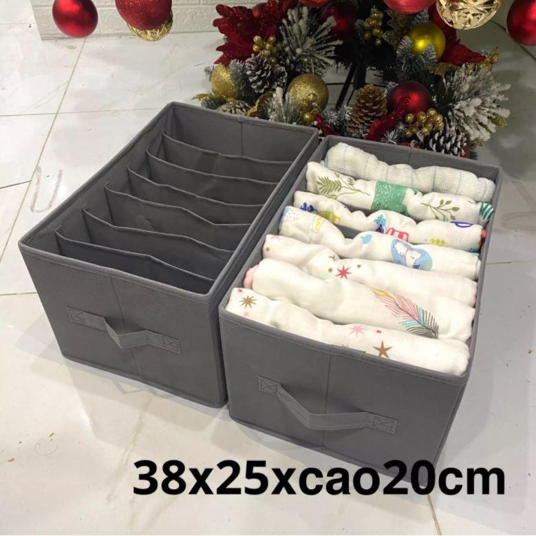 Bộ 2 hộp vải đựng đồ 7 ngăn mã HQ2 đựng quần áo chia ngăn gọn gàng tiện lợi Chất vải Oxford cao cấp miDoctor
