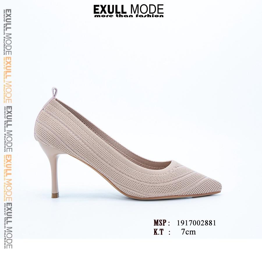 Giày cao gót nữ, giày nữ sợi vải cao cấp thoáng mát, màu sang trọng chính hãng Exull Mode 19170028
