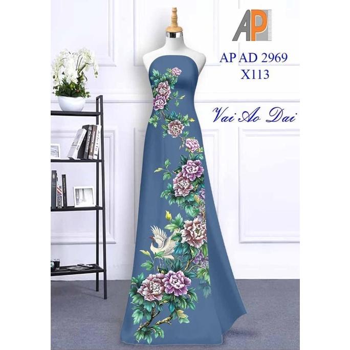 Vải may áo dài in 3D họa tiết Hoa Mẫu Đơn
