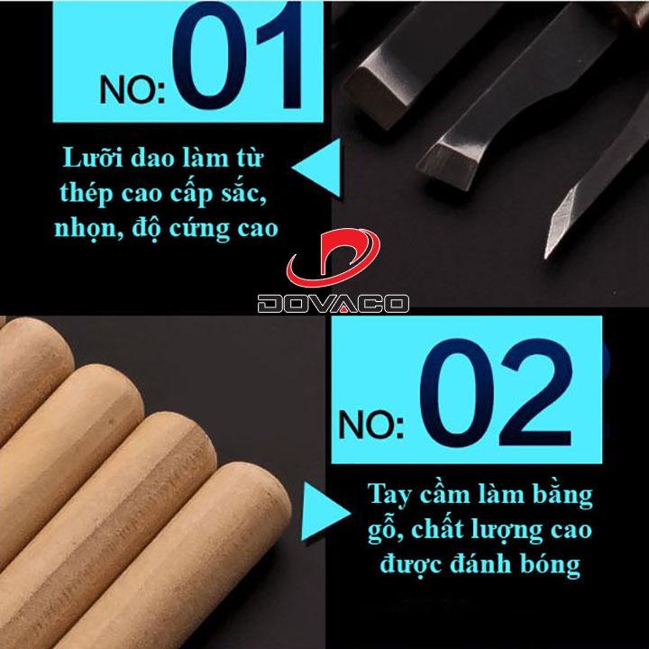 Bộ dao khắc, đục, tiện gỗ 12 mũi