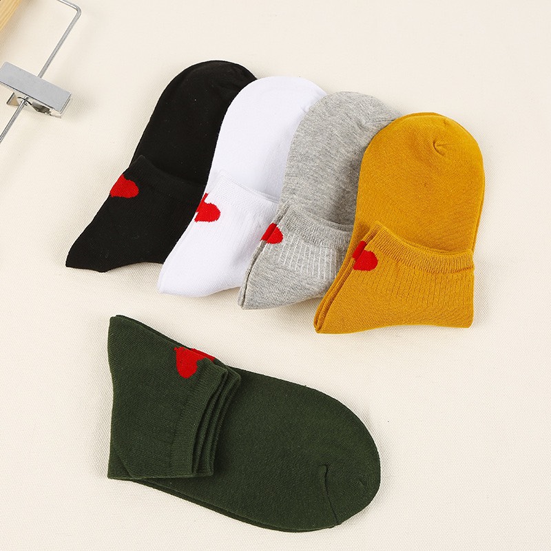 Set 5 Đôi Tất Nữ Cổ Thấp, Vớ Nữ Phong Cách Vintage Hàn Quốc