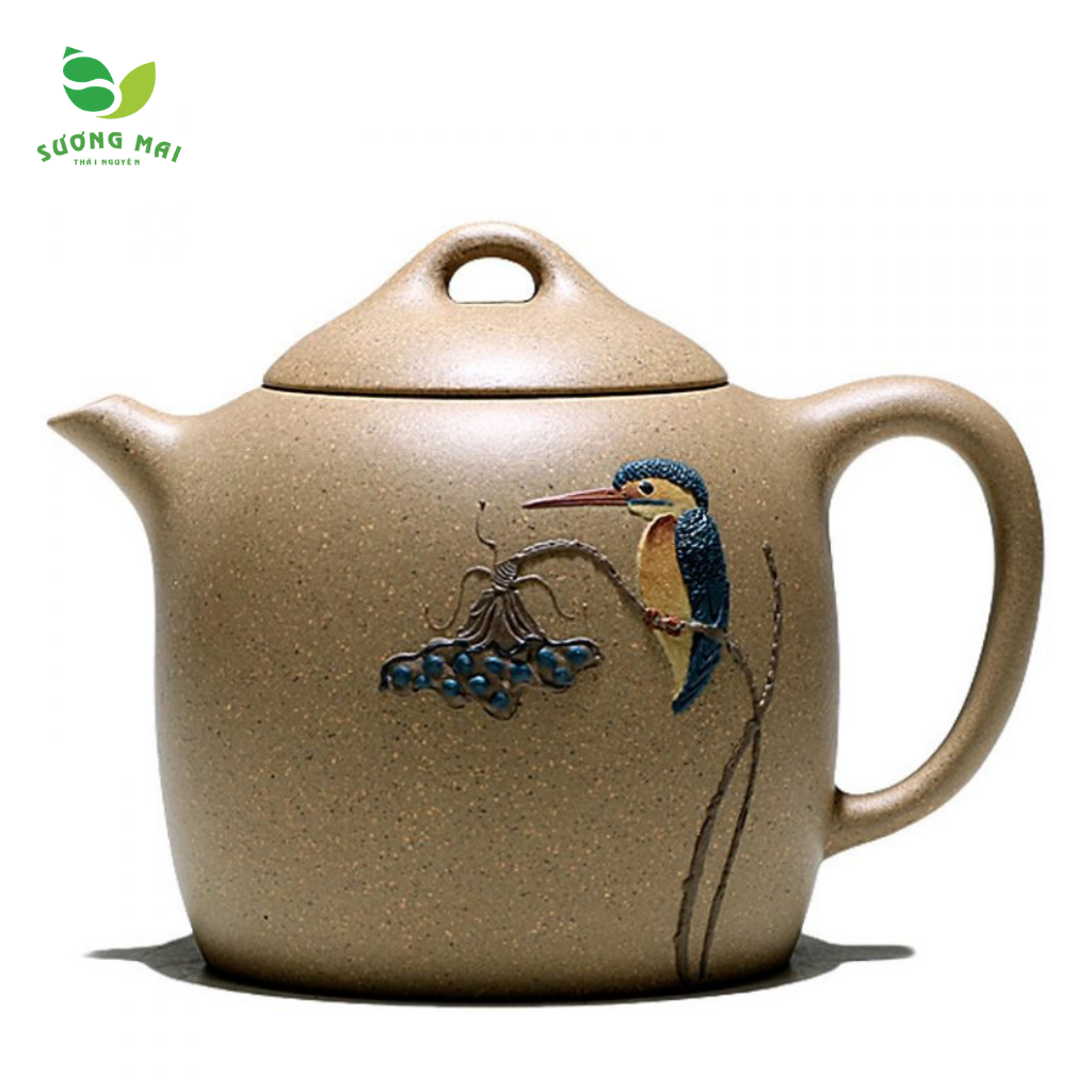 Ấm Tử Sa Tần Quyền, Nguyên Khoáng SƯƠNG MAI Chế Tác Thủ Công Nhiều Họa Tiết 310ml SM00271
