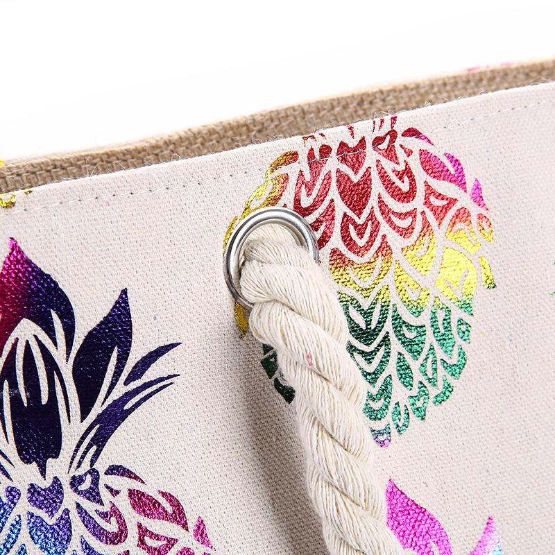 Phong Cách Mới Cotton Nữ Túi Vải Dứa In Hình Túi Đeo Vai Nữ Lớn Dung Tích Nữ Túi Xách Đi Biển Túi Xách