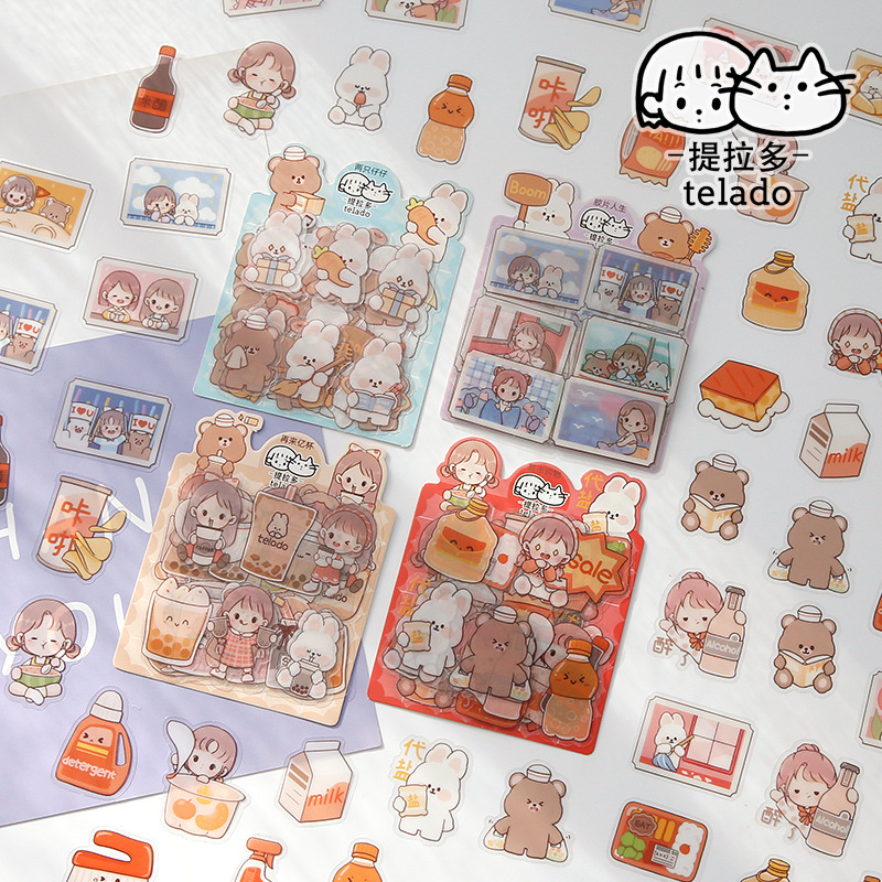 S57 - Set 20 stickers PET chống nước dễ thương Telado trang trí bình nước, đồ dùng học tập, sổ bullet journal