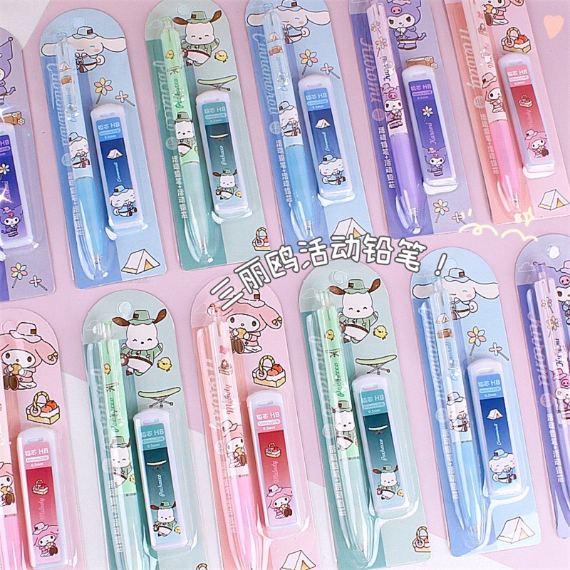 Combo Chì Bấm và Ruột Chì Hoạt Tiết Hoạt Hình Cute Dễ Thương Ngòi 0.5mm
