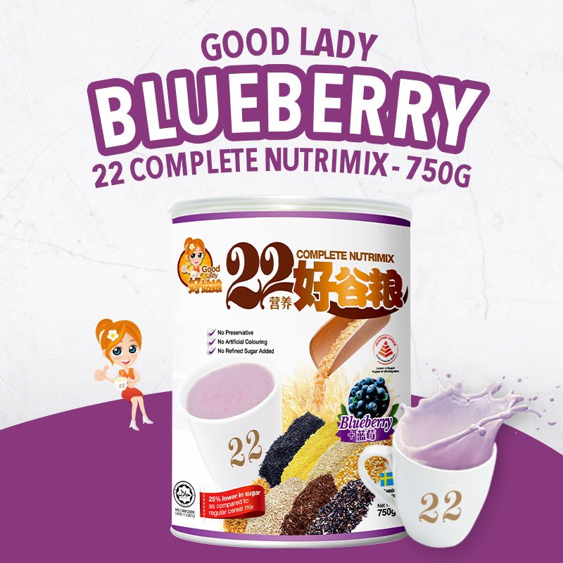 Bột ngũ cốc dinh dưỡng Singapore 22 loại hạt - Vị việt quất - 22 Nutrimix Complete Blueberry (750g)