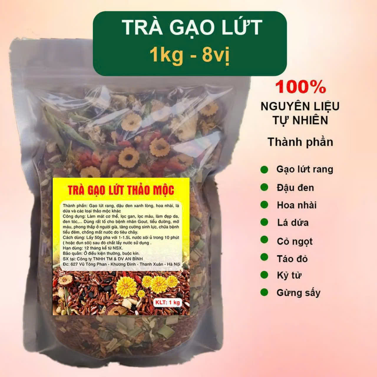Trà gạo lứt đậu đen  - (Thanh nhiệt, mát gan, lợi sữa, an thần và ngủ ngon ) - 1kg