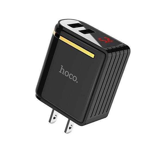 Cốc sạc hai cổng Hoco C39 hỗ trợ sạc nhanh 2.4A màn hình LED hiển thị điện áp đầu ra - Hàng chính hãng