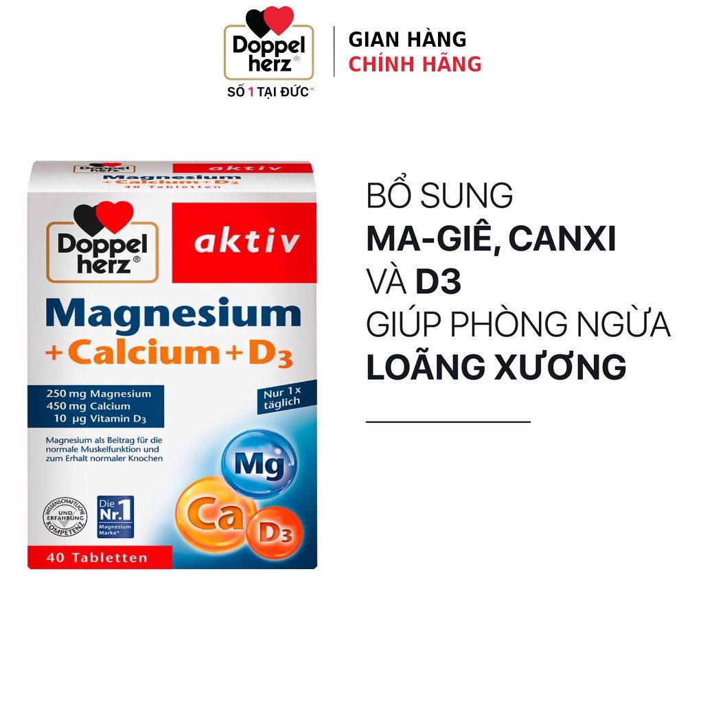 Viên Uống Bổ Sung Magnesium + Calcium + D3 - Bổ sung Canxi, Magie và Vitamin D3, Giúp Phòng Ngừa Loãng Xương, 40 Viên