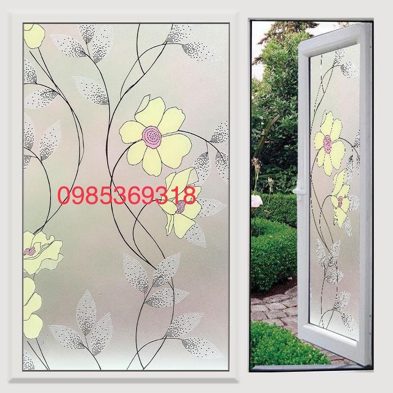 GIẤY DÁN KÍNH HOA VĂN 3D keo sẵn bóc dán nhiều mẫu rộng 90cm