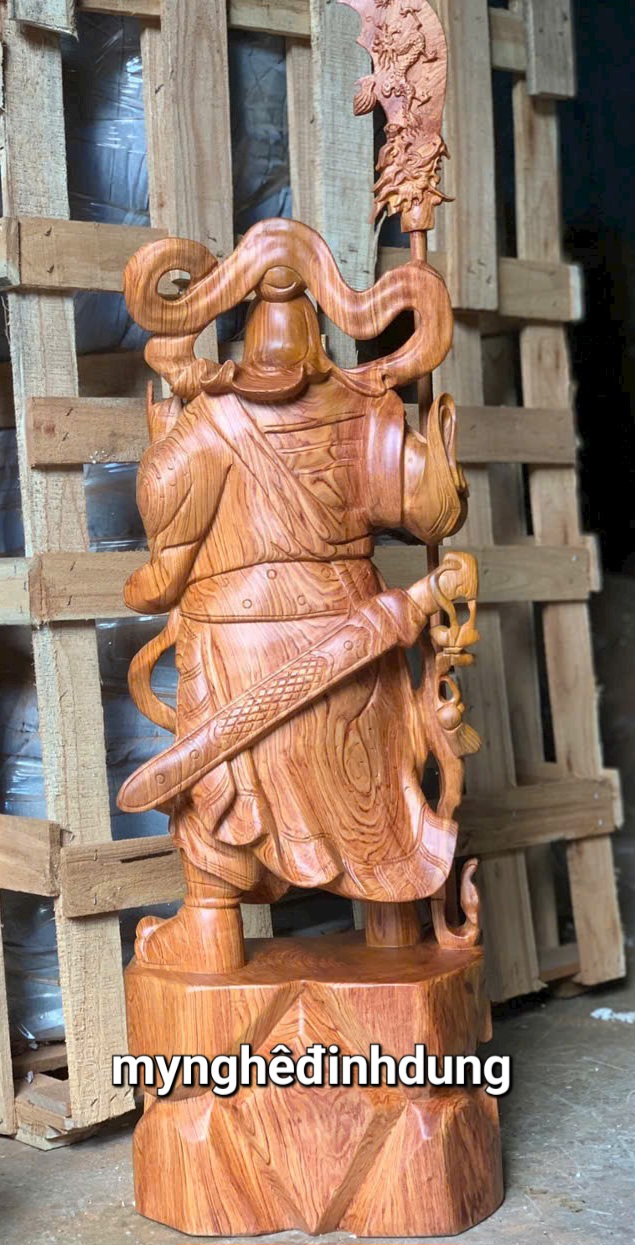 Tượng quan công trấn ải  bằng gỗ  hương đá  tuyệt đẹp kt cao 80x30x20cm