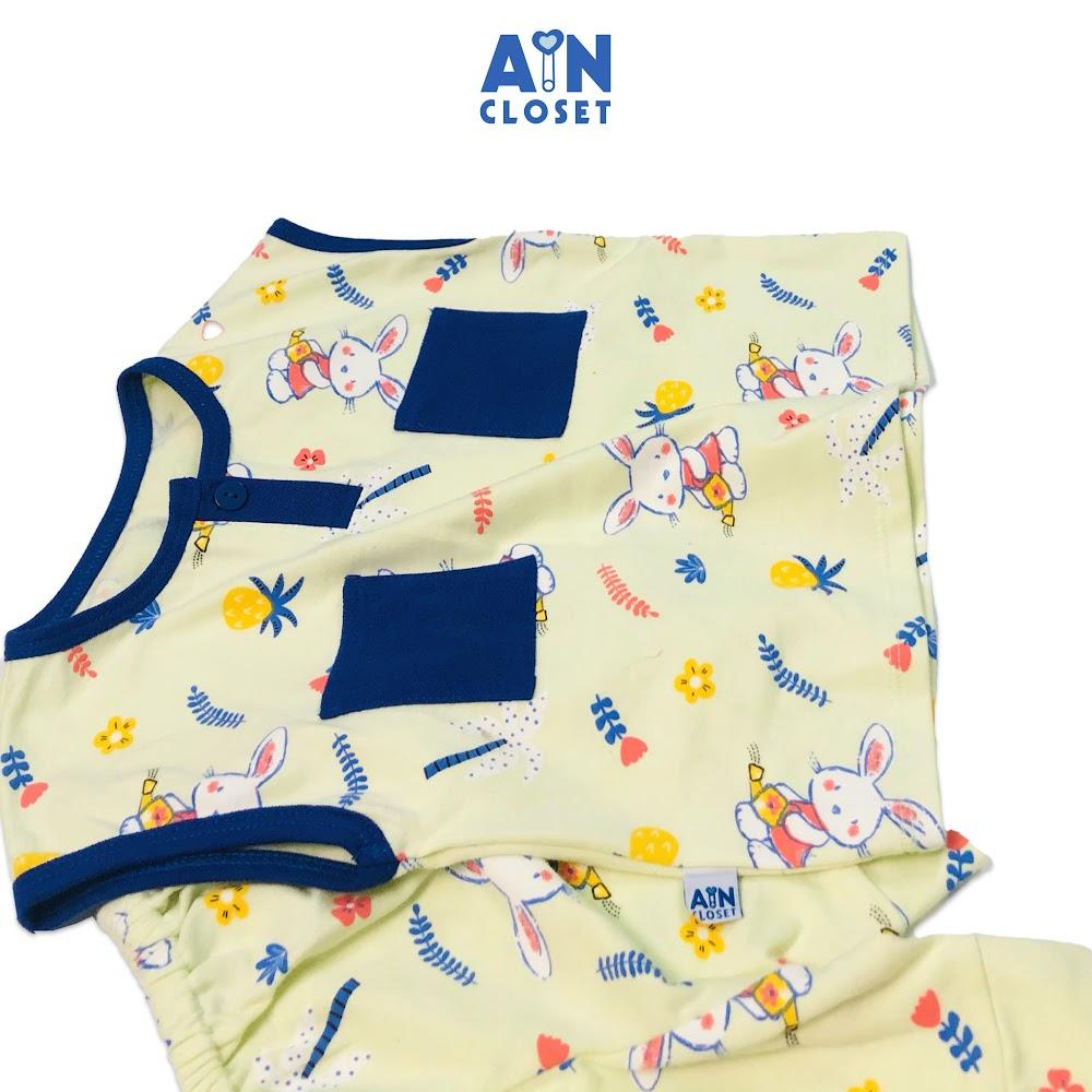 Bộ quần áo ngắn unisex họa tiết Thỏ xanh cốm thun cotton - AICDBTMOI997 - AIN Closet