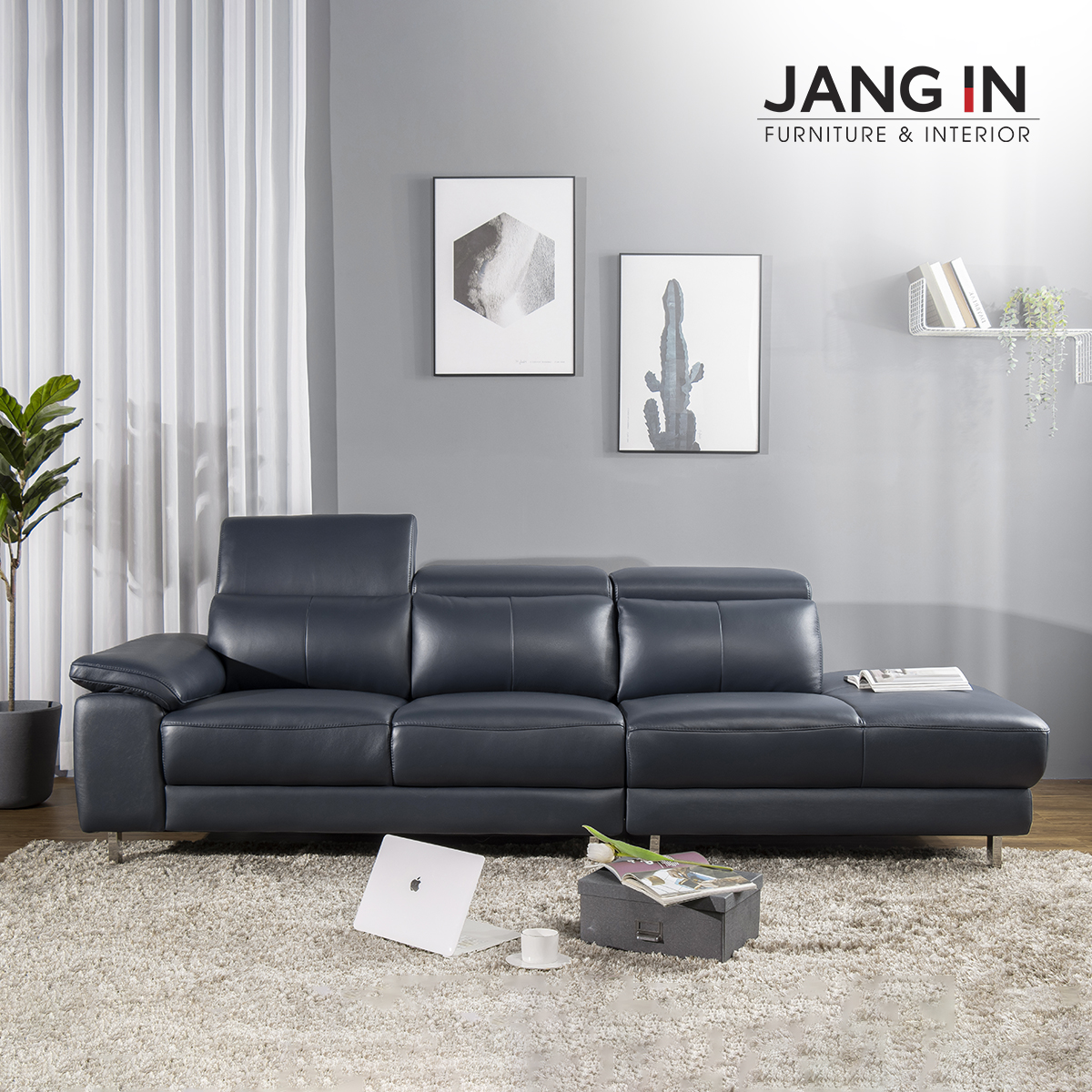 Sofa Frigg 4 chỗ (Trường kỷ phải) Da bò nhập khẩu từ Italia 1604100001-01