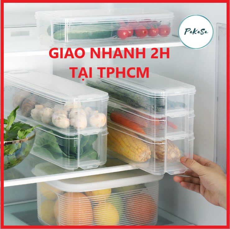 Hộp Nhựa 3 Tầng Đựng Bảo Quản Rau Củ Trong Tủ Lạnh ( Nhựa Cao Cấp ) - PaKaSa - Hàng Chính Hãng