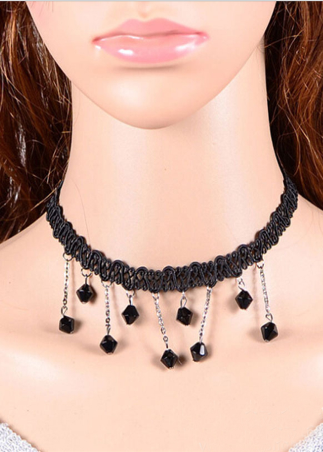Vòng cổ choker tatoo đính hạt V44