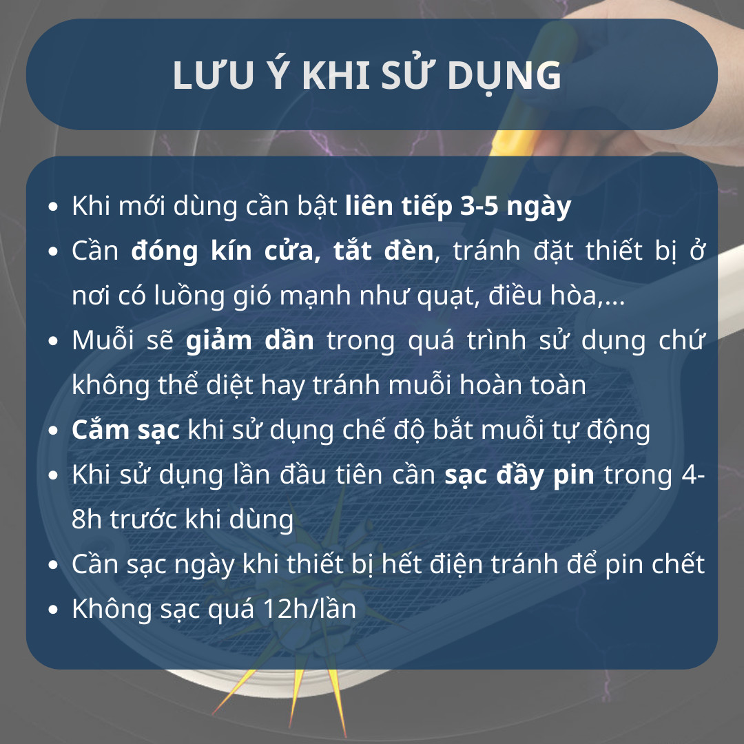 Vợt muỗi thông minh đa năng đèn bắt muỗi diệt công trùng an toàn cho trẻ em