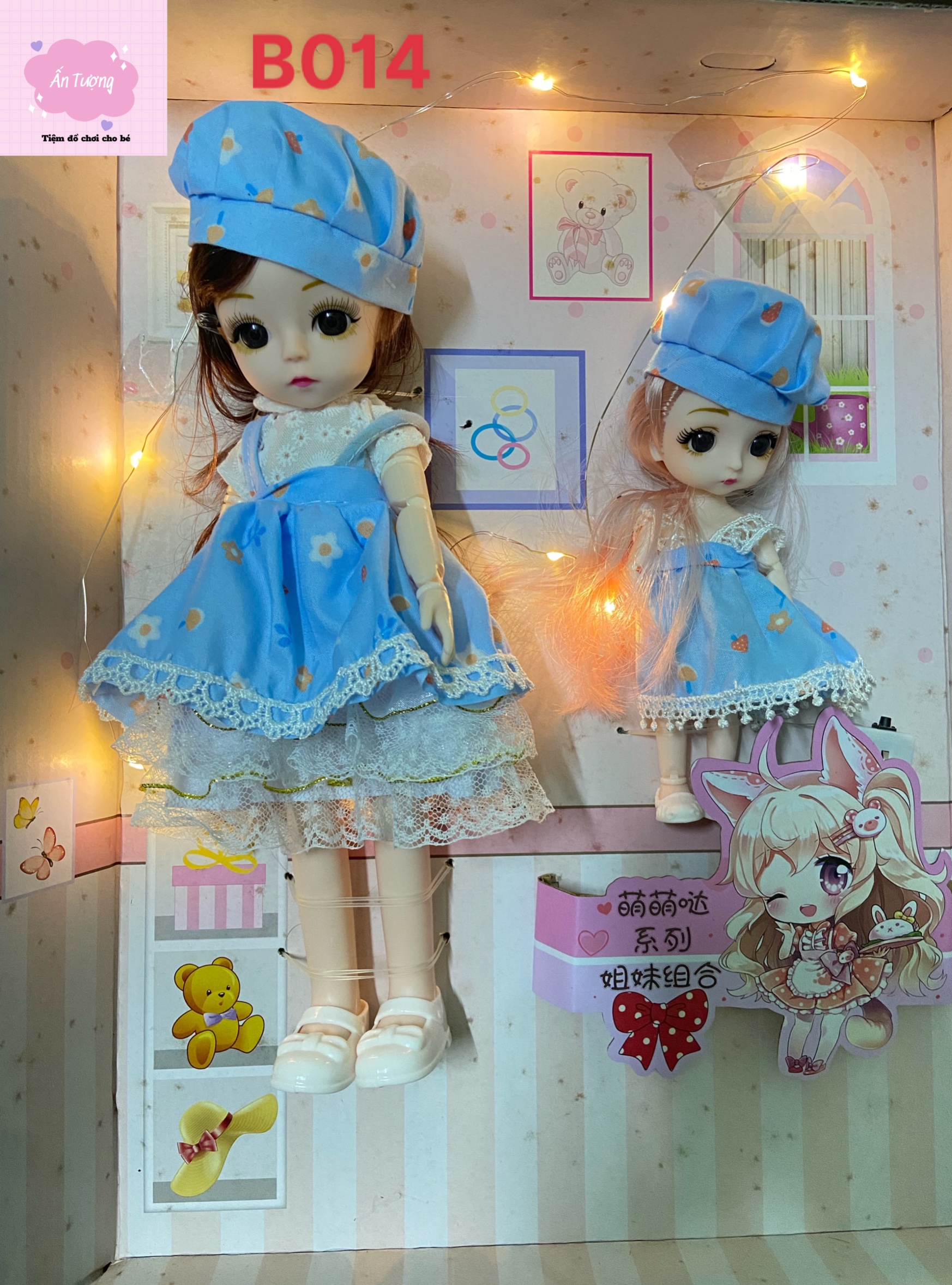 Đồ chơi bé gái - Đồ chơi búp bê- Hộp 2 búp bê Barbie chị em trang phục lolita dễ thương