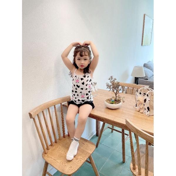 Bộ cotton 2 dây bé gái