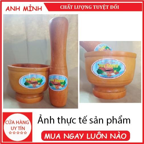 Bộ chày giã cối gỗ cao cấp Bộ chày cối gỗ hình lu tiện dụng trong nhà bếp cao cấp cỡ lớn