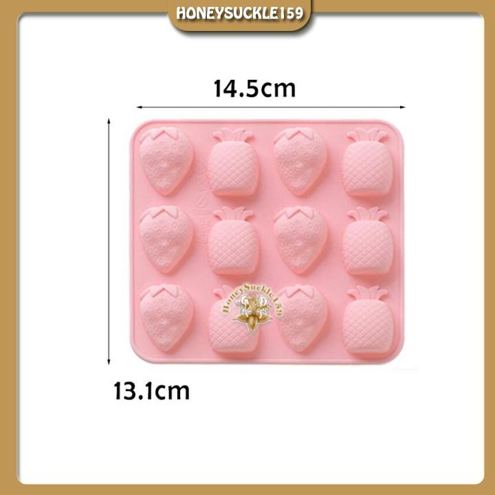 Khuôn Silicon Đổ Socola/Thạch/Đá/Kẹochipchip/Pudding Hinh 6 Quả Dâu Tây 6 Quả Thơm