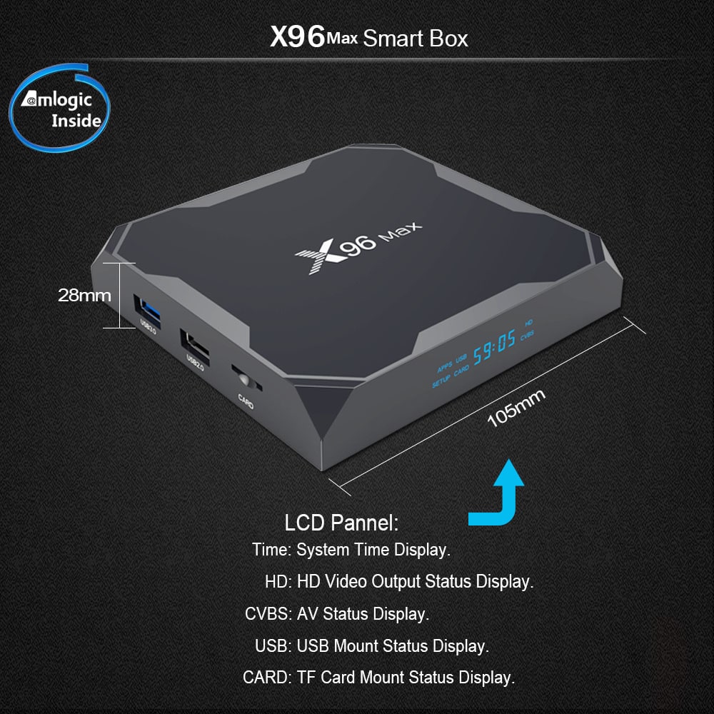 Android tivi box x96 max 4GB RAM wifi kép có điều khiển giọng nói cử chỉ và bộ ứng dụng giải trí - Hàng Nhập Khẩu