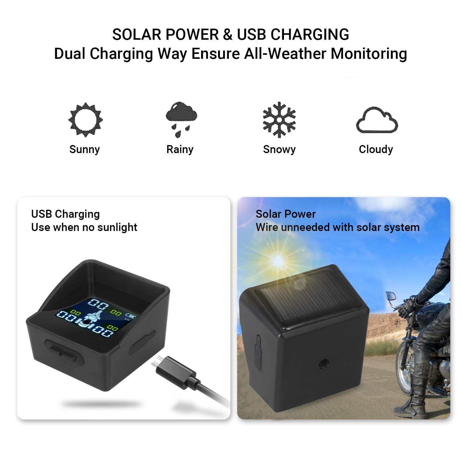 Tire Pressure Monitoring System TPMS Wireless Smart Tire Monitor with 3 External Sensors Sunshade Auto Tyre Alarm for