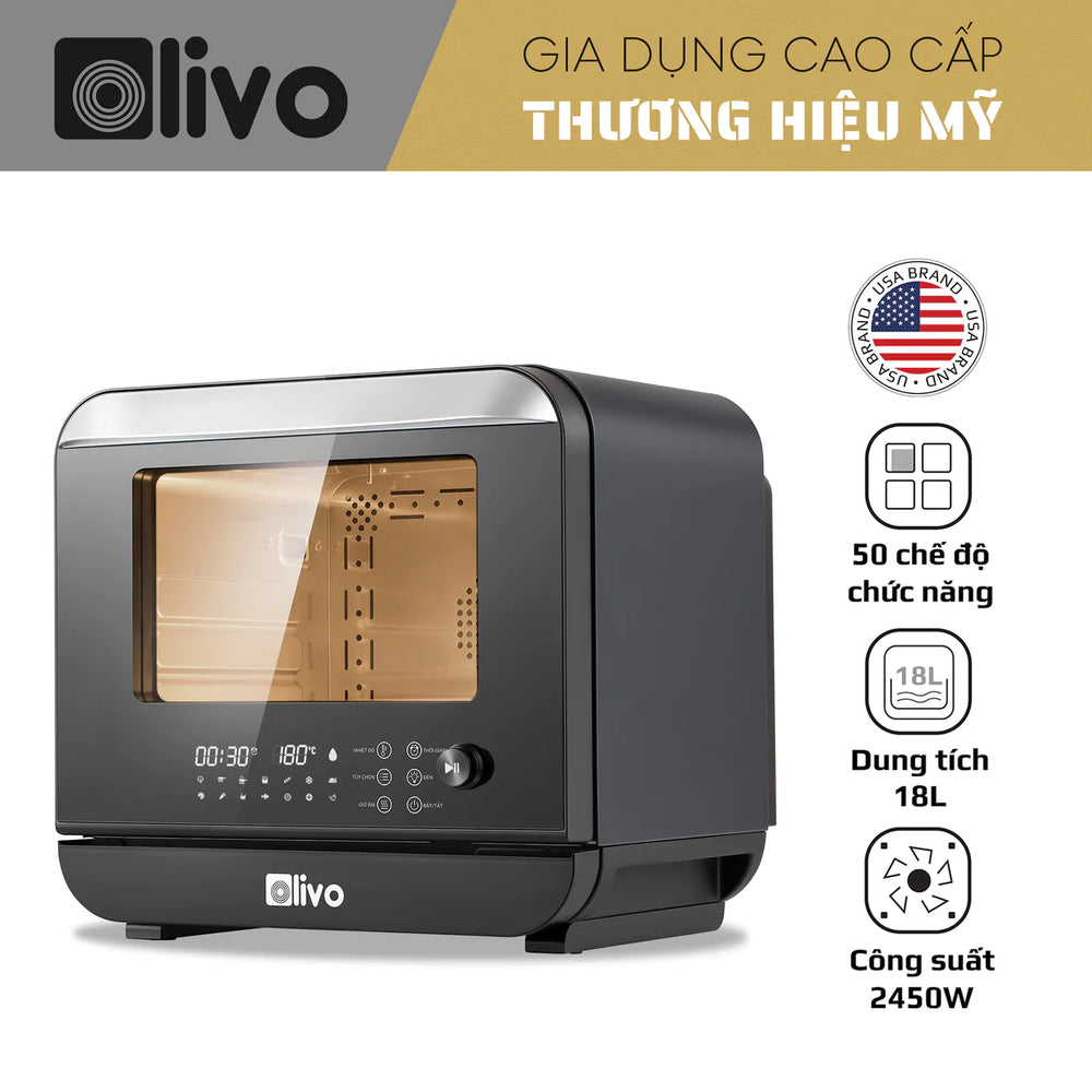 NỒI CHIÊN HƠI NƯỚC OLIVO SF18 - DUNG TÍCH 18L 50 CHỨC NĂNG