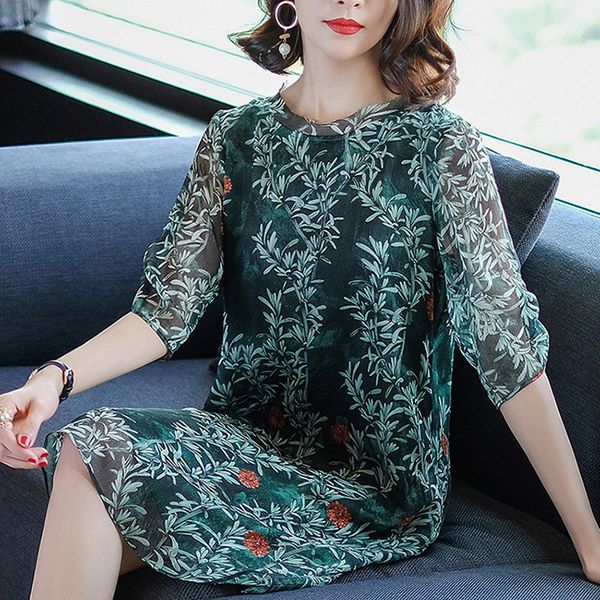 ĐẦM BẦU CHIFFON HOA LÁ SANG CHẢNH DR2301