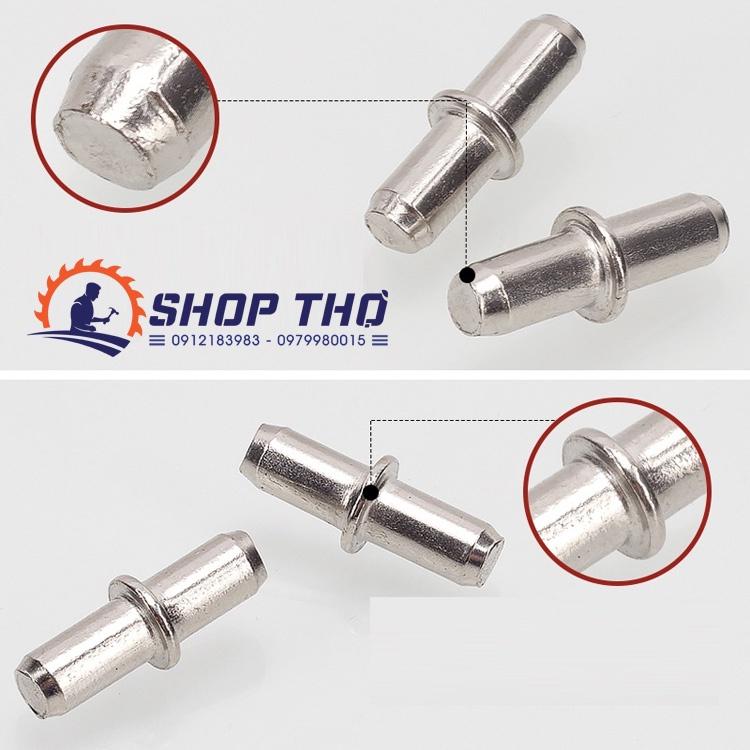 Gài đợt tủ bằng inox, 1 đầu inox 1 đầu nhựa trong