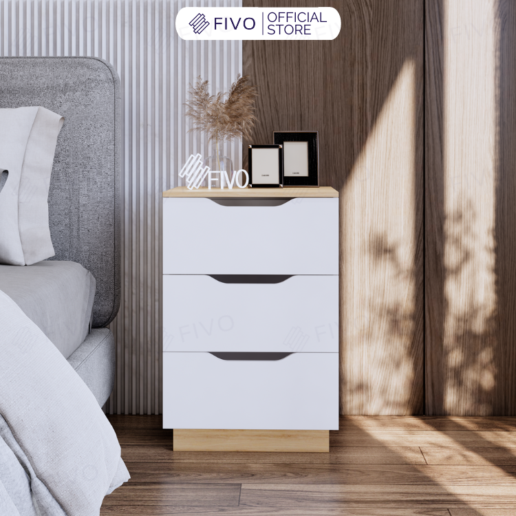 Tủ Đầu Giường Gỗ FIVO FT18 Có Ray Kéo Cao Cấp Thiết Kế Hiện Đại Phù Hợp Với Mọi Không Gian Phòng Ngủ - 403360cm 3 hộc tủ - Gỗ