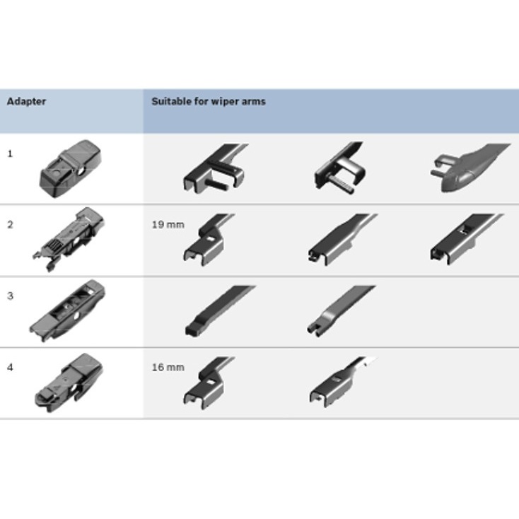 Gạt mưa cho xe ô tô Bosch AeroTwin Plus – Tùy chọn kích cỡ - Gồm 4 loại lẫy