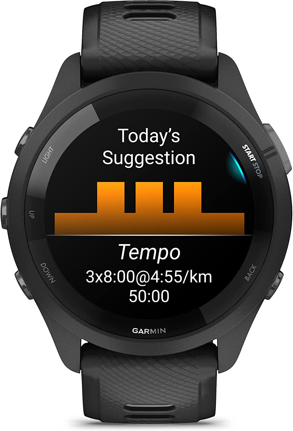 Đồng hồ Garmin Forerunner 265_Mới, hàng chính hãng - Black Bezel and Case with Black/Powder Gray Silicone Band