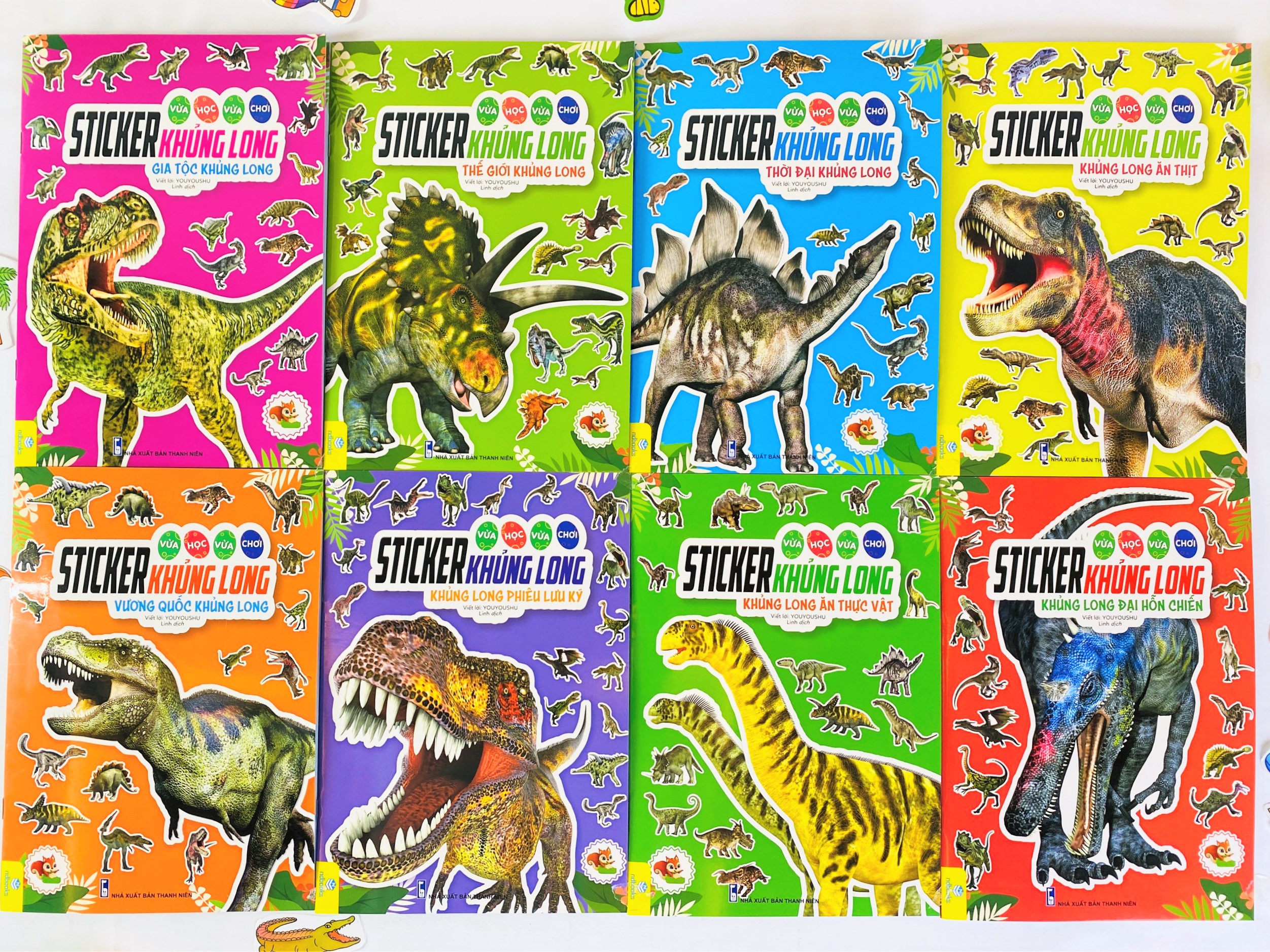 Sách - Trọn bộ 8 cuốn Sticker Khủng Long - Vừa Học Vừa Chơi - ndbooks