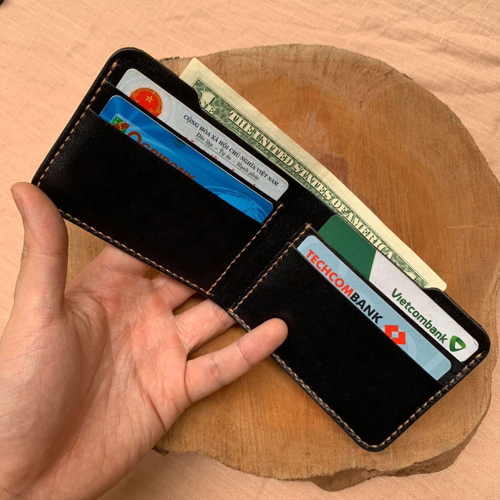 Ví nam - dáng ngang - da bò thật - màu đen - khắc tên theo yêu cầu DT078