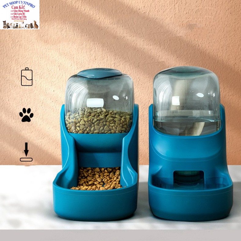 Khay ăn tự động Khay uống tự động cho Chó Mèo dung tích 3.8L Thiết kế hình phi thuyền Chất liệu nhựa cao cấp Tiện dụng
