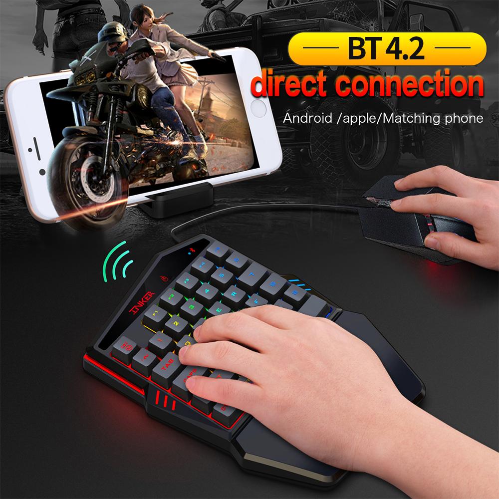 HXSJ K99 Ergonomic Keyboard and Mouse Combo One-handed Game Keyboard Mouse Set 35 Keys BT4.2 Wireless Keyboard + Wired