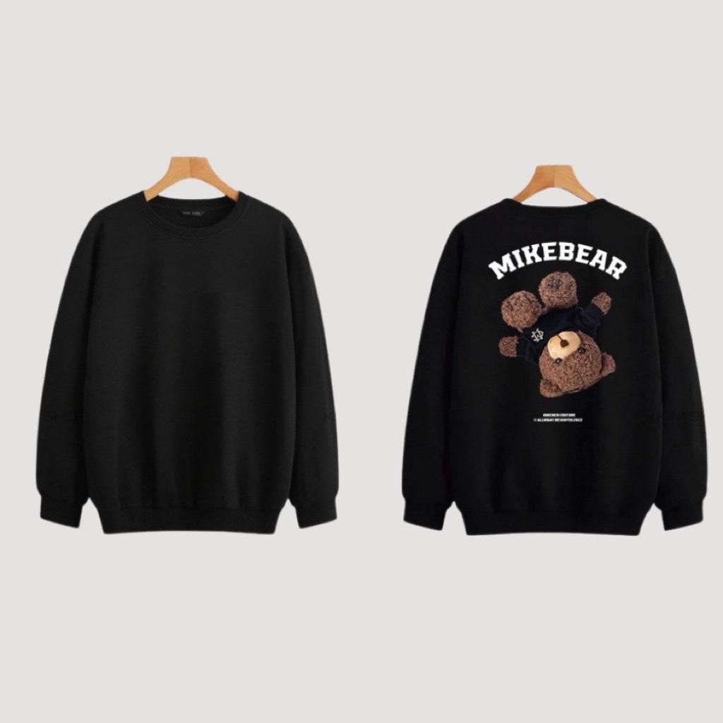 Áo Sweater Nỉ Bông Họa Tiết In MIKEBEAR Form Rộng Unisex Basic Nam Nữ Ulzzang