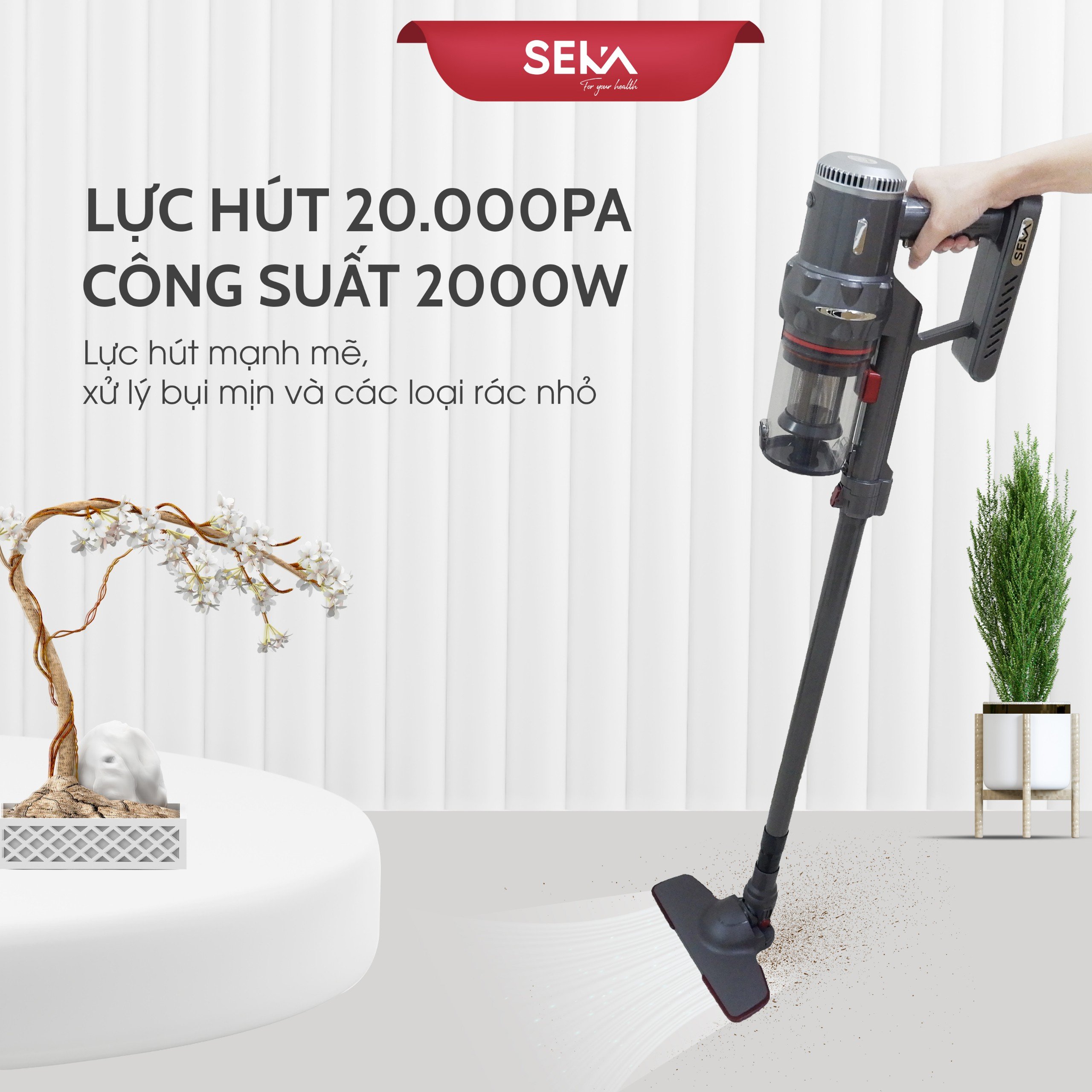 Máy Hút Bụi Cầm Tay SEKA SK-09Max Công Suất 2000W Lực Hút Cực Mạnh Làm Sạch Dễ Dàng hàng chính hãng