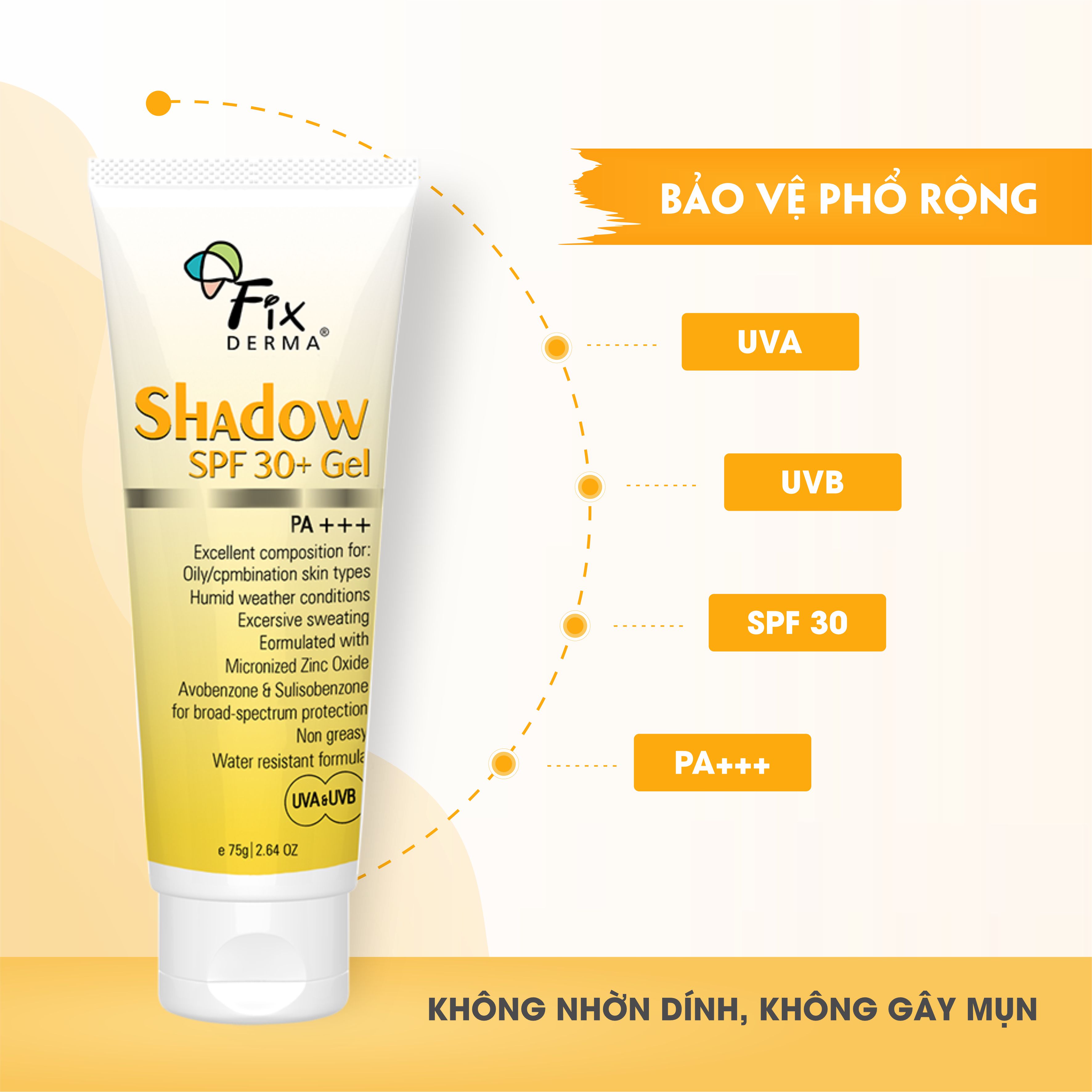 Gel chống nắng Fixderma Shadow SPF 30+ Gel (75g)